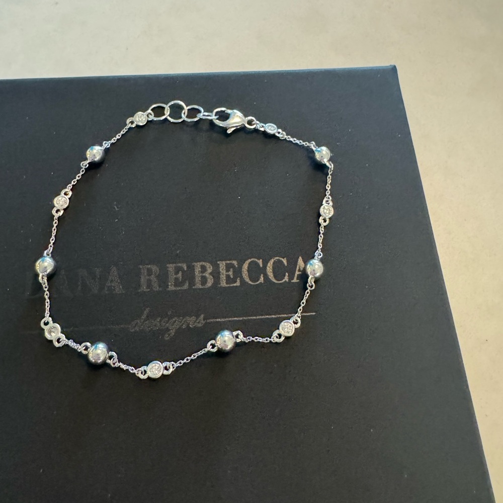 Dana Rebecca Designs Pebble Rae and Diamond station bracelet